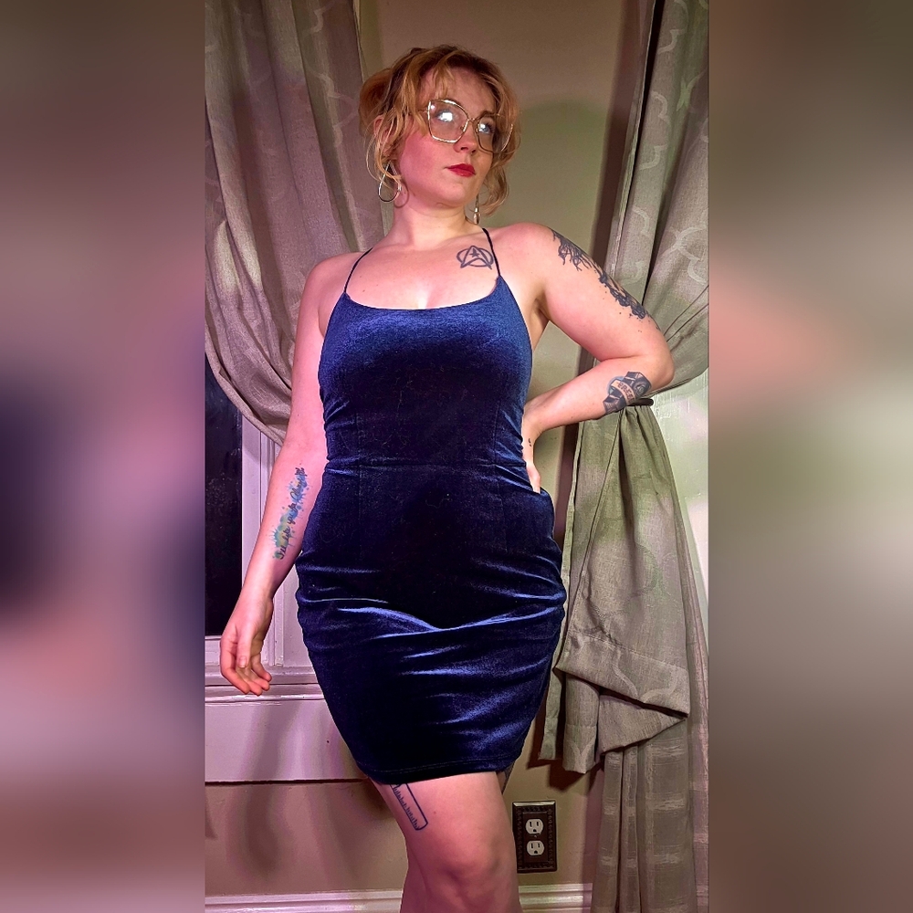 NBD Navy Velvet Mini Dress